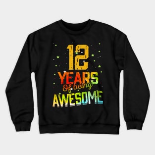 12th Anniversary Gift Vintage Retro 12 Years Of Being Awesome Gifts Funny 12 Years Birthday Men Women Crewneck Sweatshirt